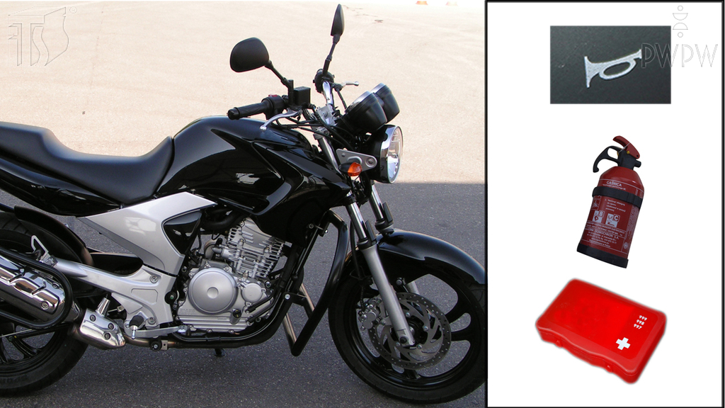 Which of the following elements are obligatory equipment on a motorcycle?