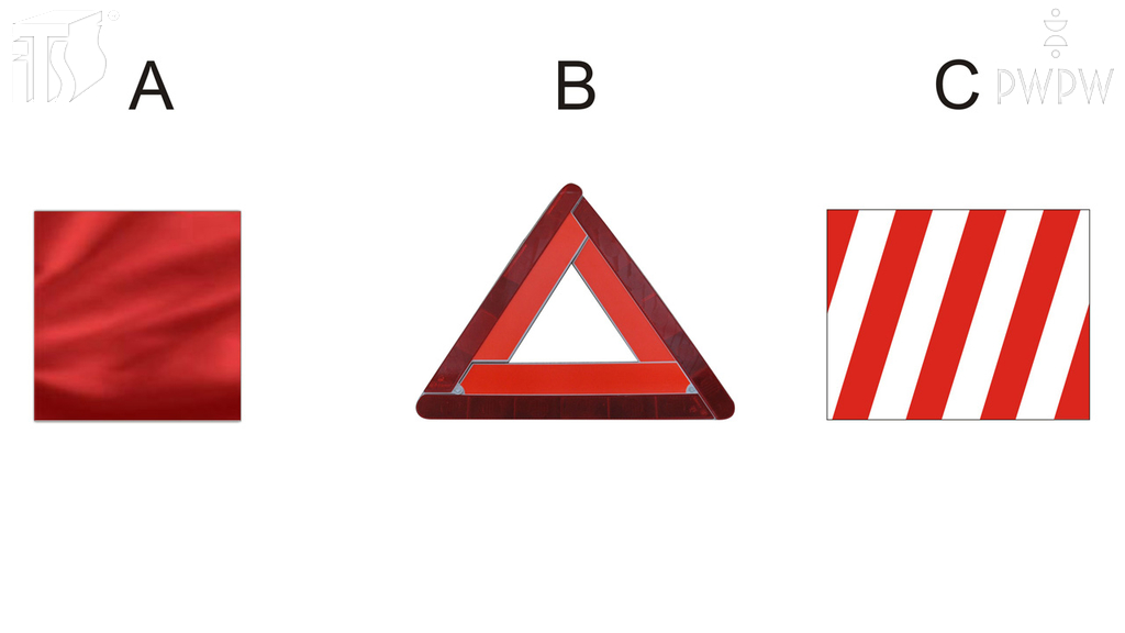 Welche von den Kennzeichnungen der Ladung, die mehr als 0,5 m über die hintere Fläche des Fahrzeugumrisses hinausragt, ist richtig?