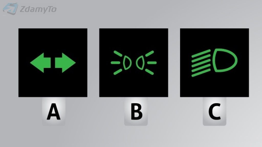 Which the control lights visible in the illustration informs you that the direction indicators are enabled?