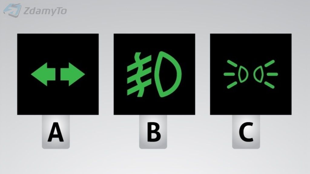 Welche der auf dieser Abbildung vorhandenen Kontrolllampen informiert über eingeschaltetes Standlicht?