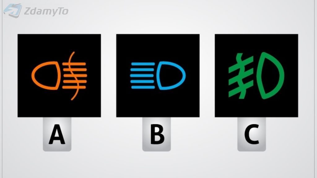 Welche von den auf dieser Abbildung vorhandenen Kontrolllampen informiert über eingeschaltetes Fernlicht?
