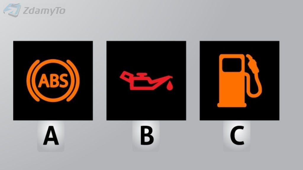 Після загоряння якого, з індикаторів-значків на приладовій панелі авто, показаних на ілюстрації, слід негайно зупинитися і усунути несправність?