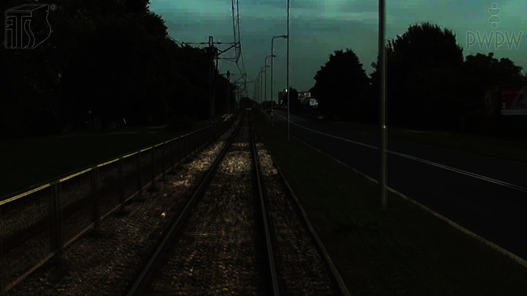 When driving a tram from dusk to down on an unlit road in a built-up area, are you allowed to use the high beam lights?