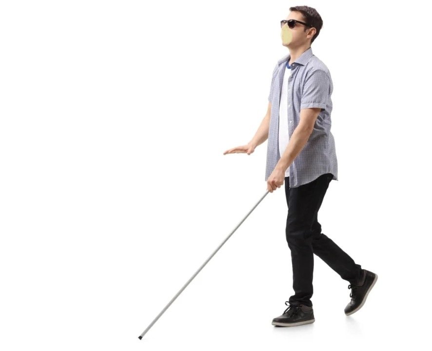 When a disabled person using a special white cane is crossing the road outside a pedestrian crossing, are you obliged to stop to allow them to cross?